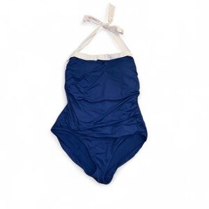 Lauren Ralph Lauren Navy Blue One-Piece Swimsuit with Halter Tie